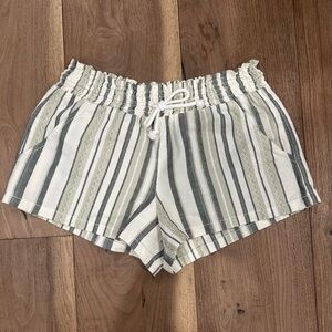 Striped Cream and Gray Women's Shorts